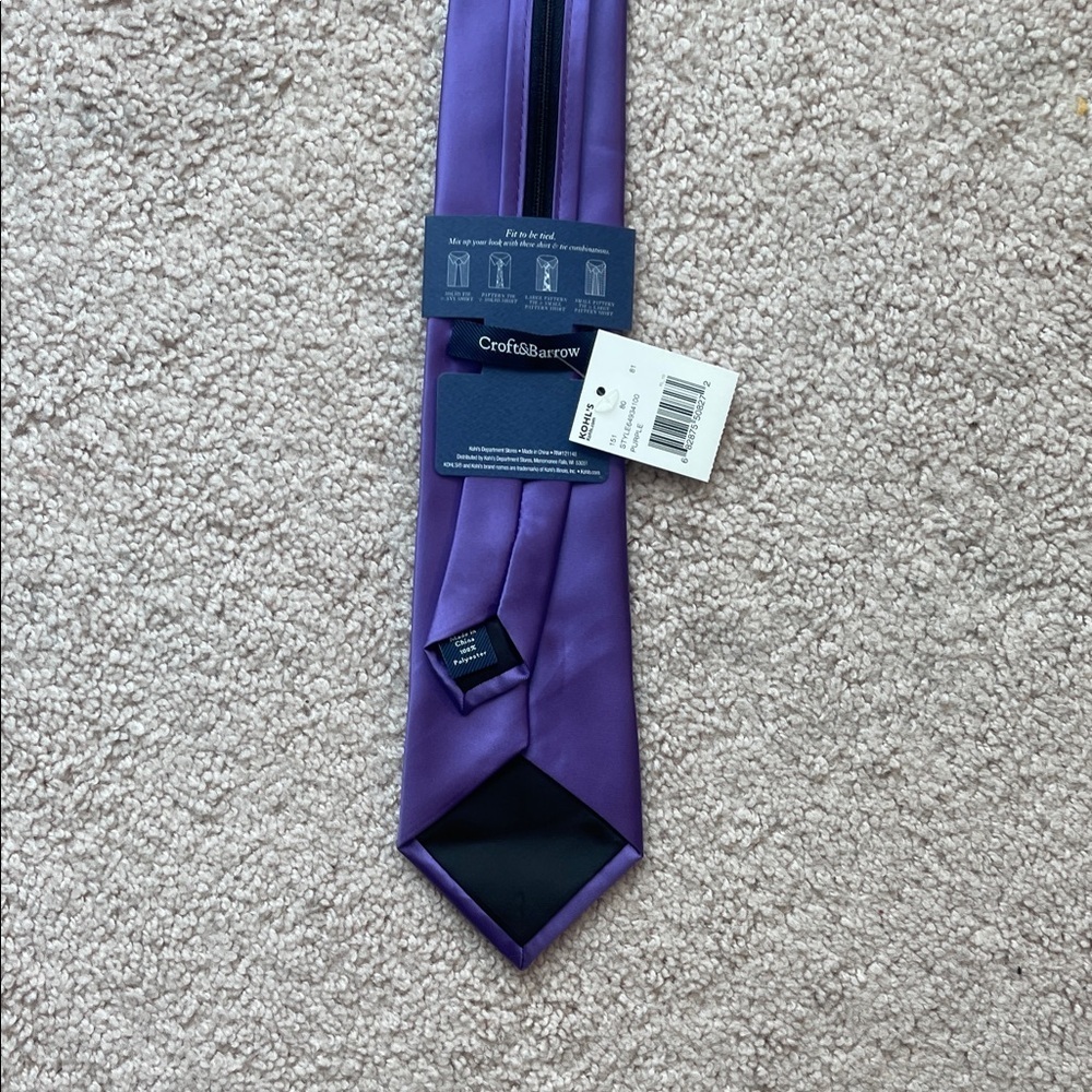 NWT Croft & Barrow Rich Purple Men's Zip Up Tie - Picture 6 of 6